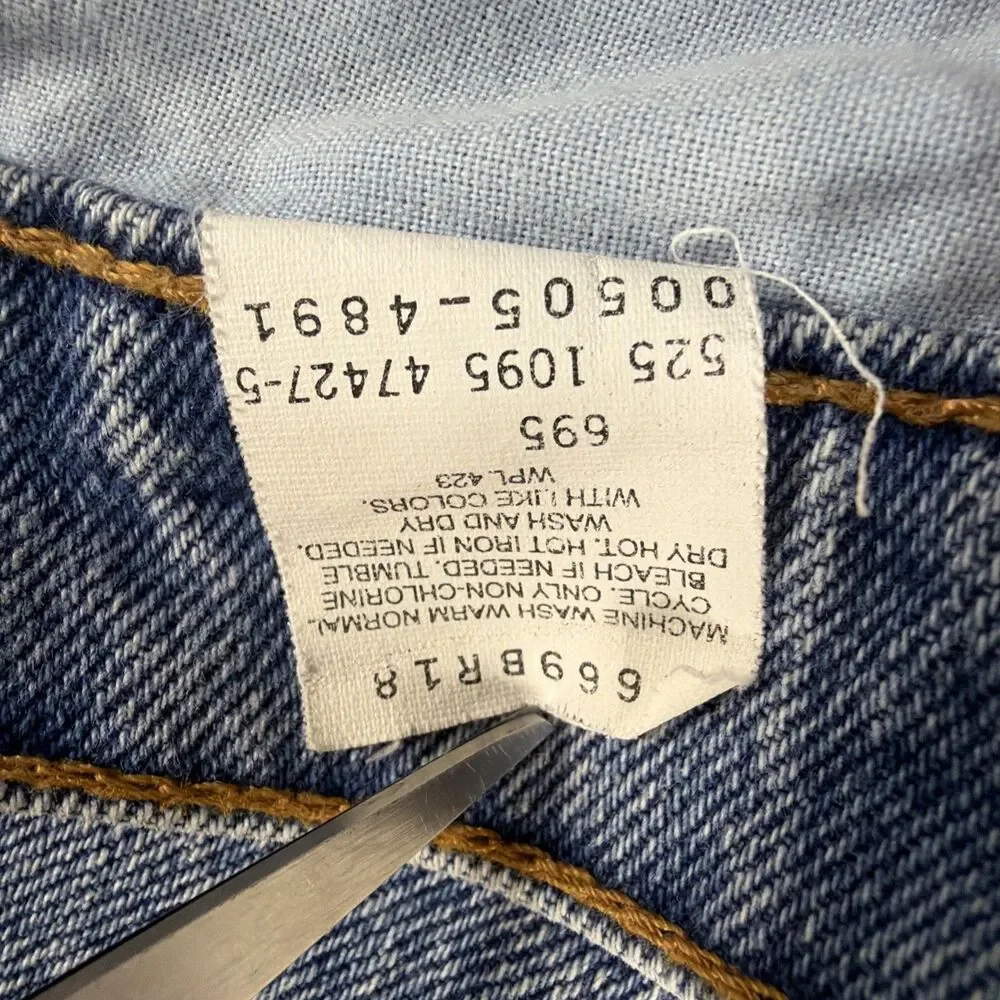 Vintage 1991 Levi's 505 Denim Jeans Men's Size 36x30 Black Bat Wing Made in USA